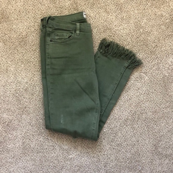 Free People Green Fringed Pants/Jeans - Picture 2 of 4